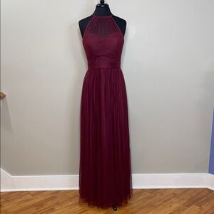 Bill Levkoff Burgundy Halter Maxi Gown Size 10